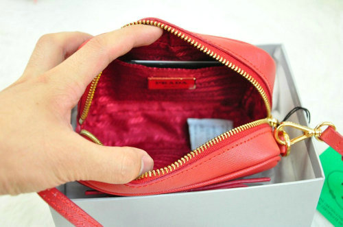 2014 Prada saffiano calfskin leather pouch BN1674 red